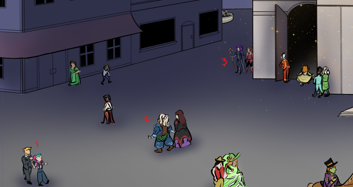 Cameo 1: Mikhail and Naomi from A Heist in Little Odessa, Cameo 2: Zarina and Mareen from Our Alchemical Romance, Cameo 3: Rael and Davkas from Great Divide