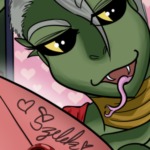 Aera handing over a pink envelope with Szelek's name on it