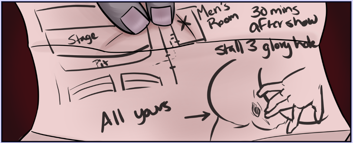 An alternative note for Szelek that's just a map to a glory hole, and a hand drawn rendition of Ferris' butt.