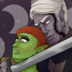 Szelek behind Ferris with a sword to his throat